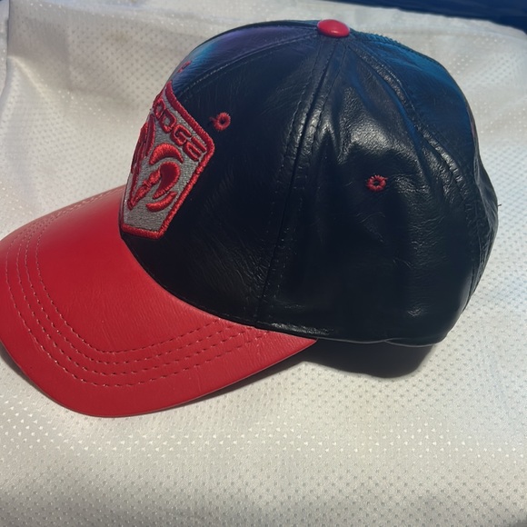 Vintage Dodge Leather Baseball Cap Roush Racing Made in USA Trucks Hat NWOT - Picture 2 of 4